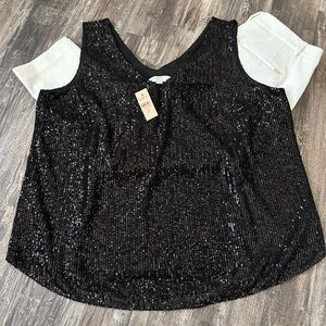 NWT Loft Plus Women’s Black Sequin Top Size 18W